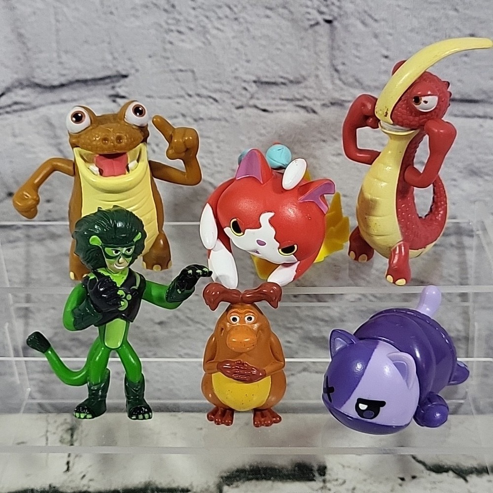 Anime Gamer Cartoon Action Figures Toys Lot of 6 Yowie Wild Kratts Gigantosaurus